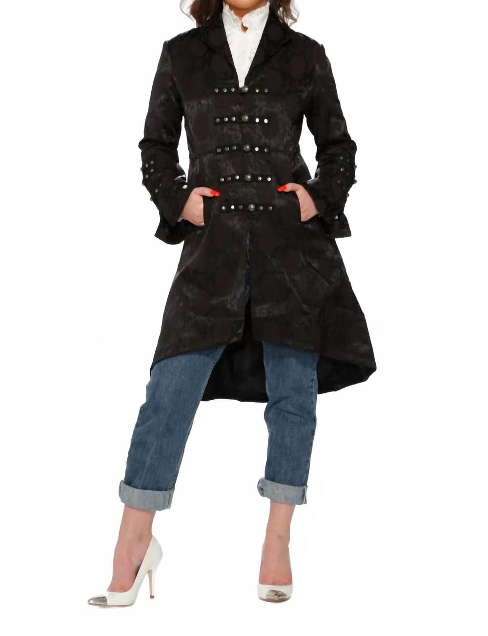 NEW ORCHID BLOOM brocade hilo coat in black